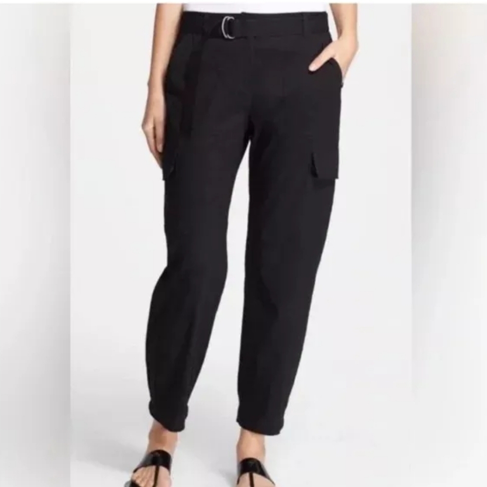 Theory Hannon black linen blend cargo pants SZ 4 NWOT